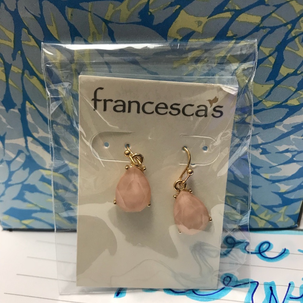 Francesca’s pink and gold drop earrings